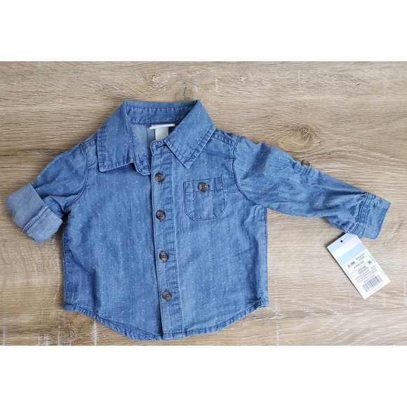 Baby Boy's Chambray Shirt & Jogger Two-Piece-Set - Picture 4 of 5